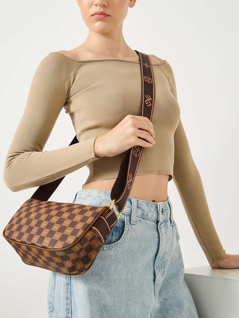 women brown printed sling bag - 21971421 -  Standard Image - 1