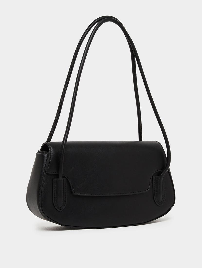women black pu solid handbag - 21971422 -  Standard Image - 1