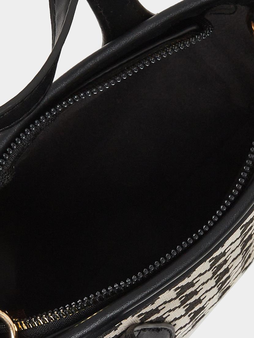 houndstooth textured canvas handbag with sling strap - 21971425 - Standard Image - 4