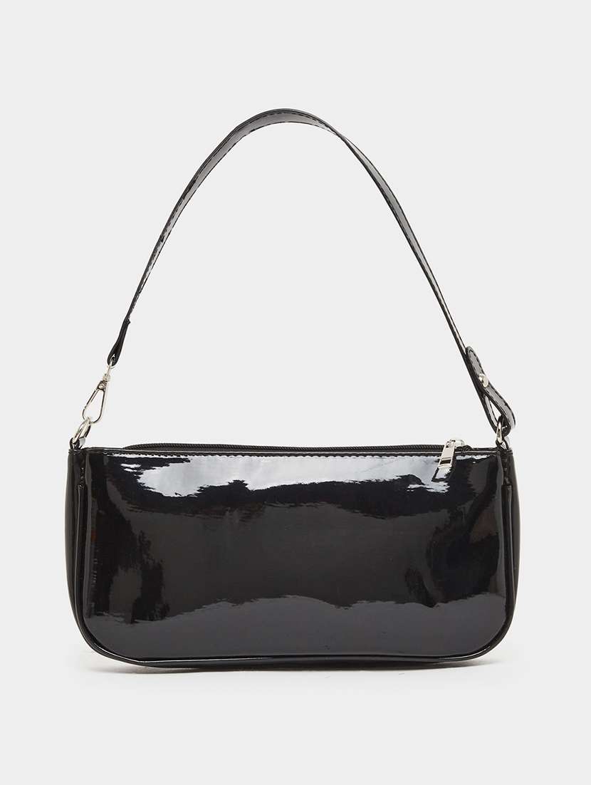 women black pu solid handbag - 21971427 -  Standard Image - 4