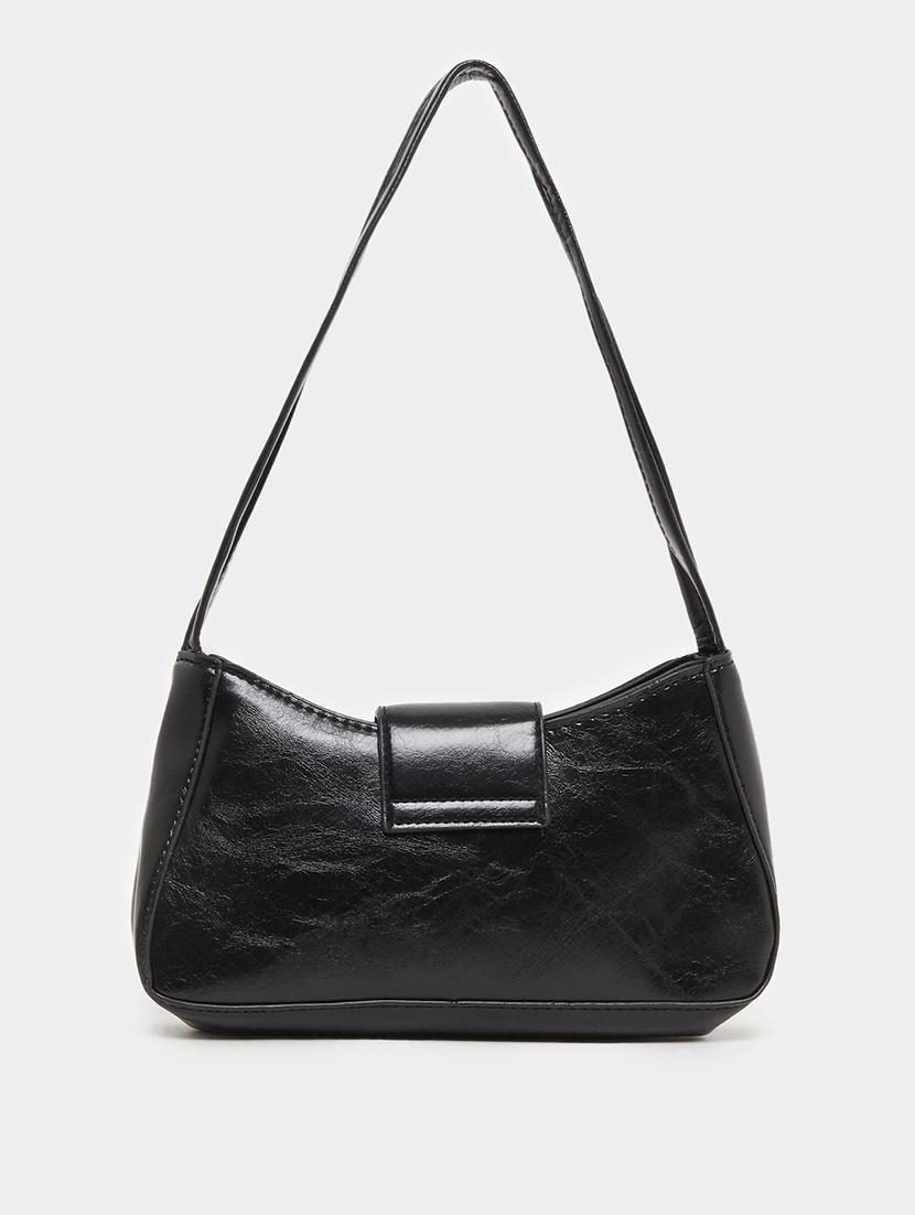 women black pu textured handbag - 21971428 - Standard Image - 4