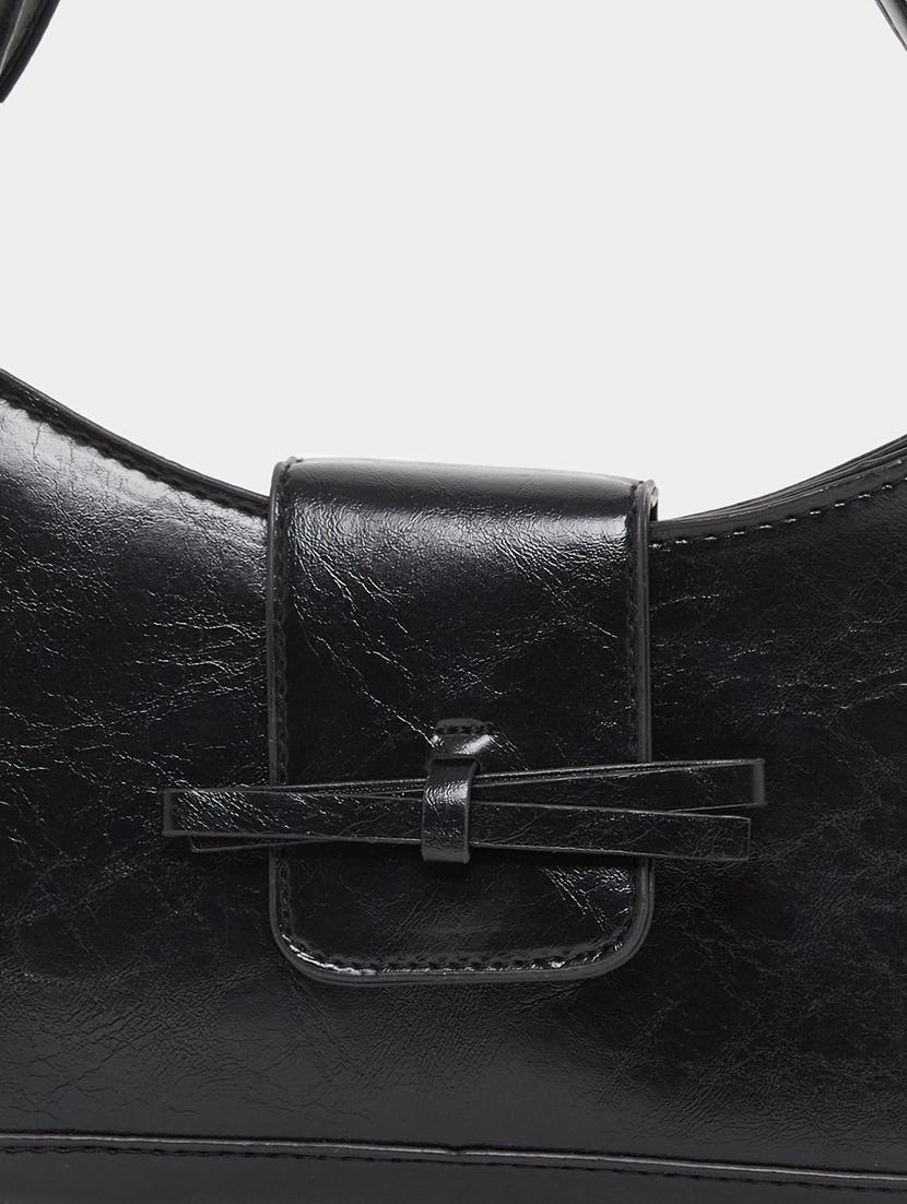women black pu textured handbag - 21971428 - Standard Image - 6
