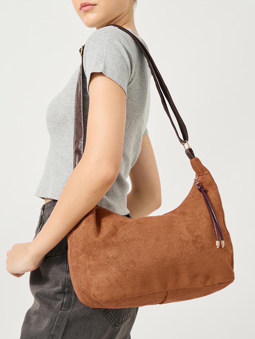 women brown suede solid handbag - 21971429 -  Standard Image - 1