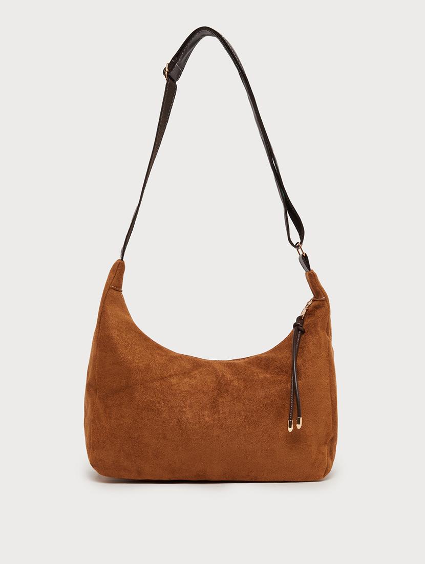women brown suede solid handbag - 21971429 - Standard Image - 4