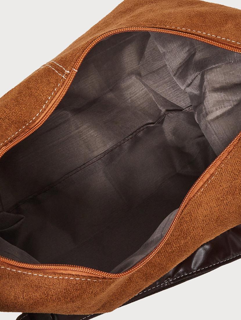 women brown suede solid handbag - 21971429 - Standard Image - 6