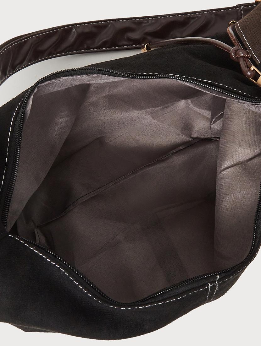 women black suede solid handbag - 21971430 - Standard Image - 6