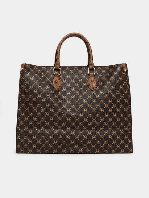 printed pu tote handle brown handbag - 21971433 - Standard Image - 0