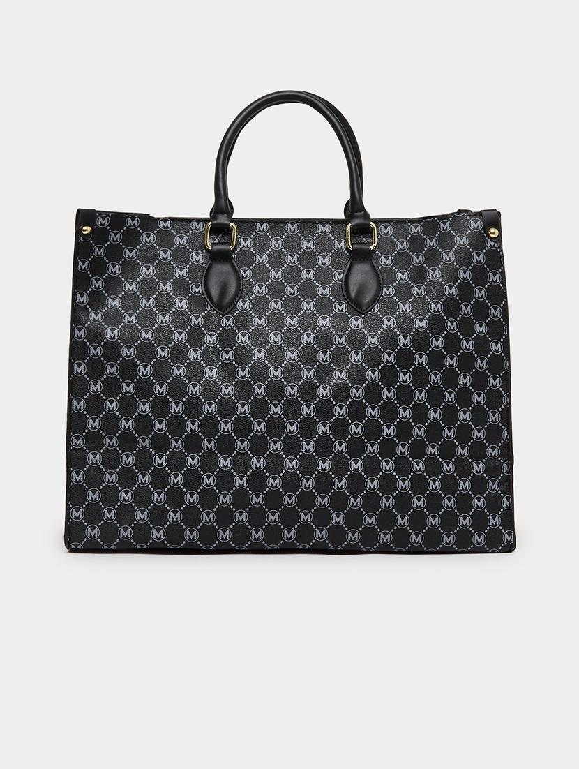 printed black handle handbag geometric pattern - 21971434 - Standard Image - 1