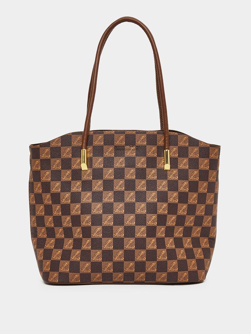 printed brown pu leather handbag - 21971437 -  Zoom Image - 0