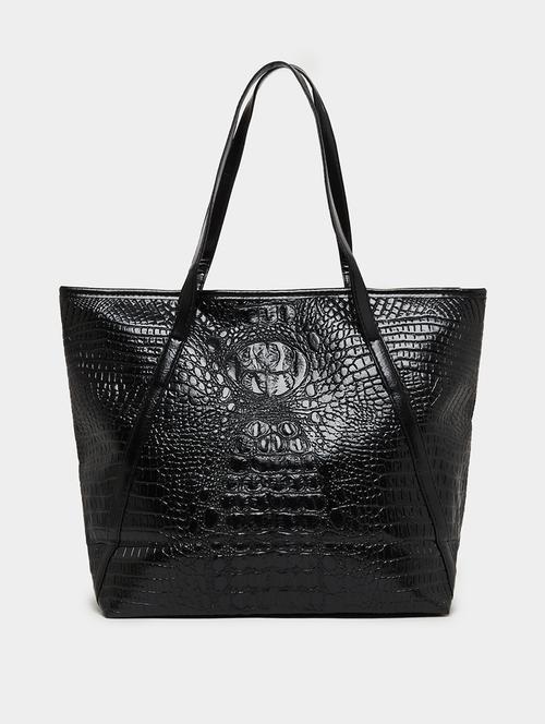 black animal textured pu shoulder bag - 21971440 - Standard Image - 0