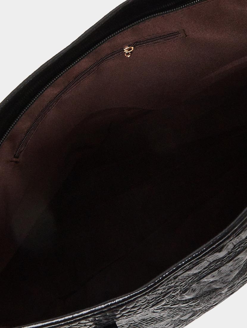 black animal textured pu shoulder bag - 21971440 - Standard Image - 4