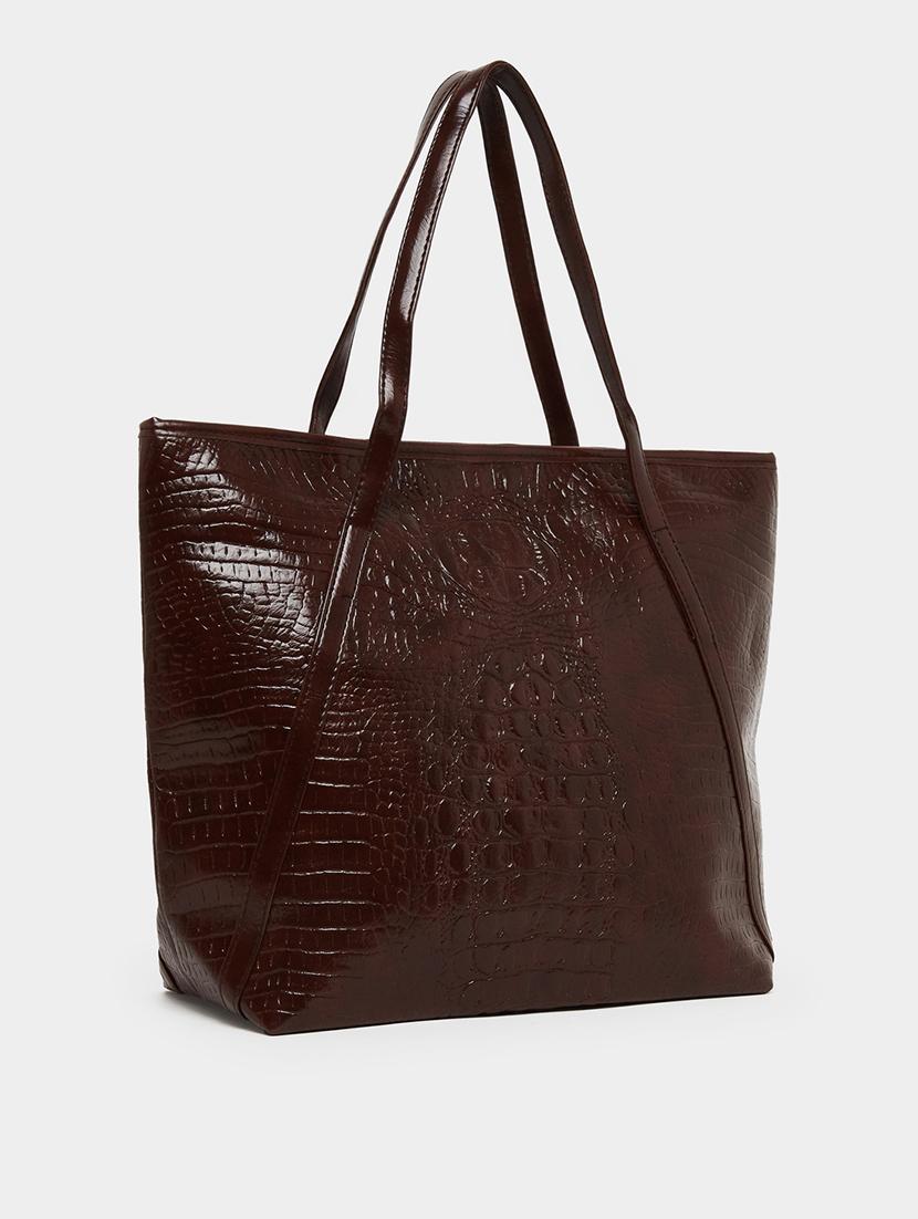 women textured brown shoulder pu bag - 21971441 - Standard Image - 1