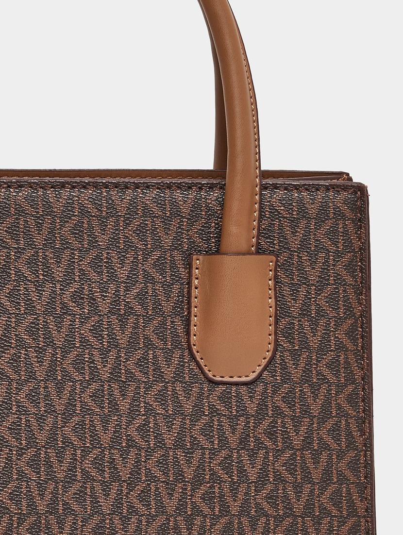 printed brown pu leather structured handbag - 21971442 - Standard Image - 6