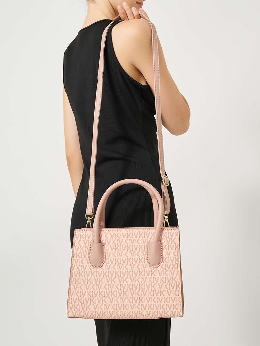 women printed pu handbag with sling khaki - 21971443 - Standard Image - 4
