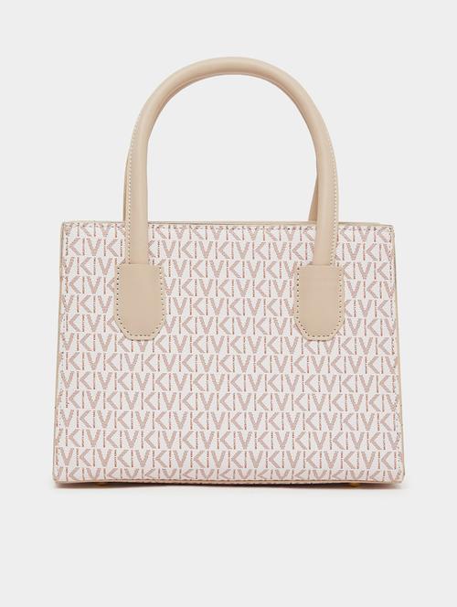 printed beige pu regular handbag - 21971444 -  Standard Image - 0
