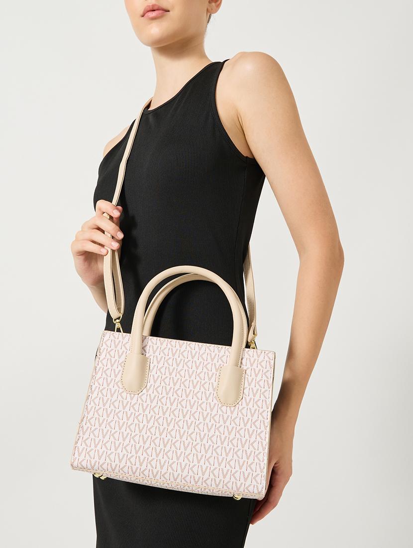 printed beige pu regular handbag - 21971444 -  Standard Image - 1