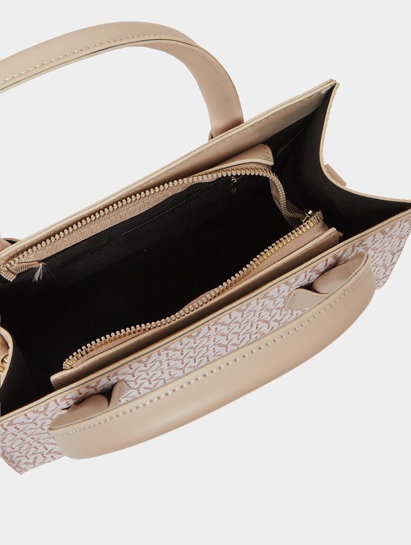 printed beige pu regular handbag - 21971444 - Standard Image - 6