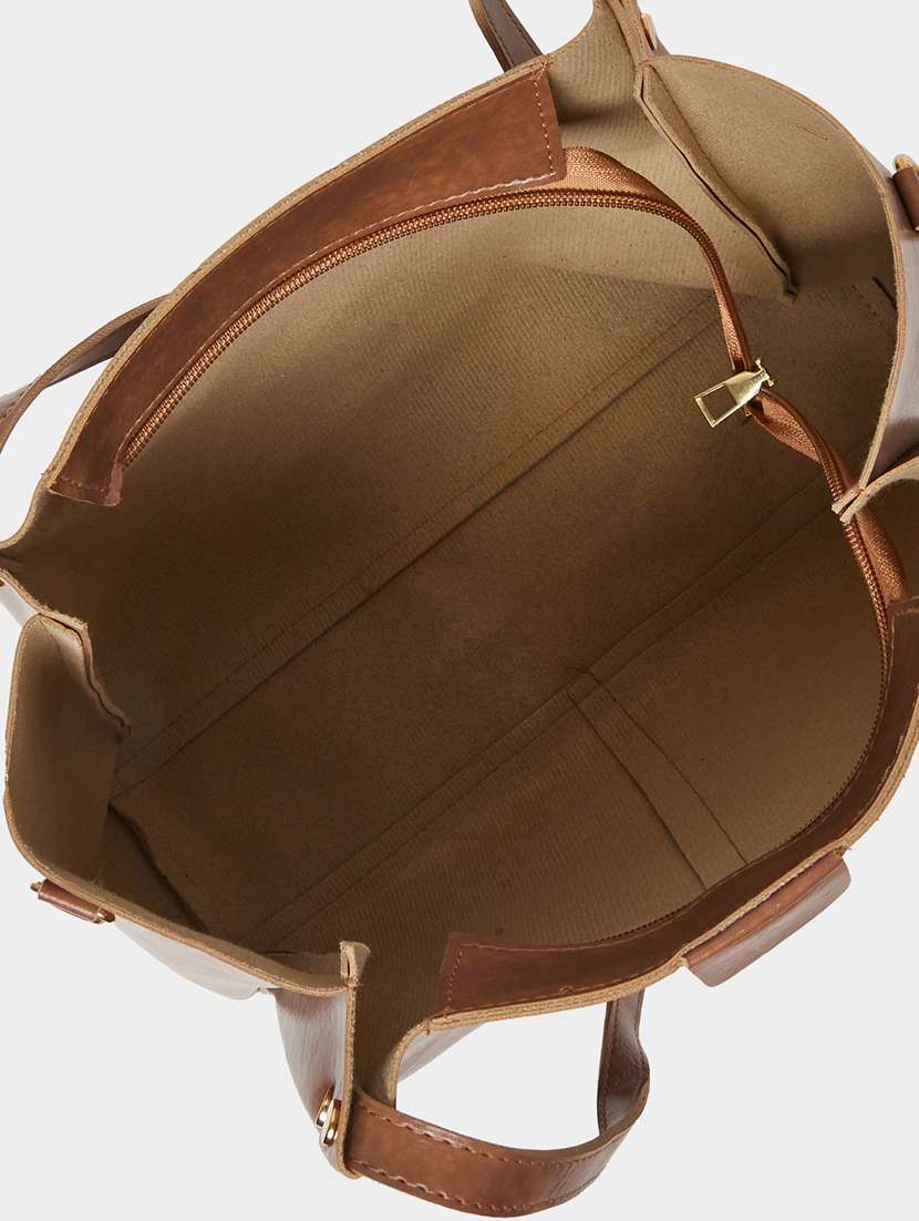 brown solid strap detail shoulder bag - 21971446 - Standard Image - 4