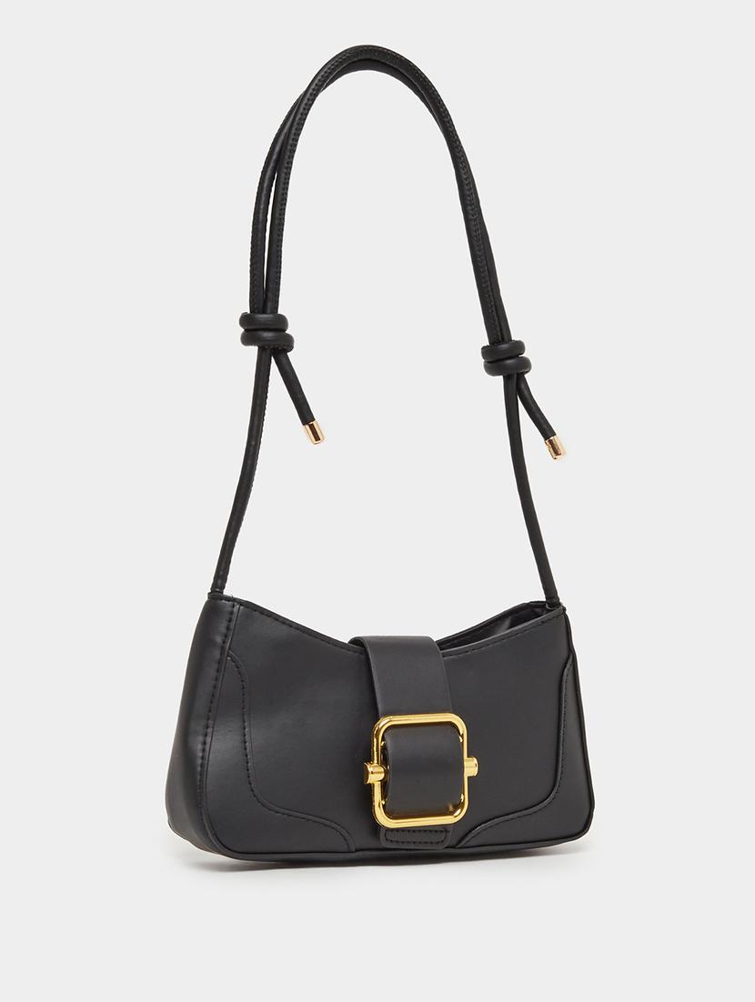 black embellished buckle flap handbag - 21971448 -  Zoom Image - 0