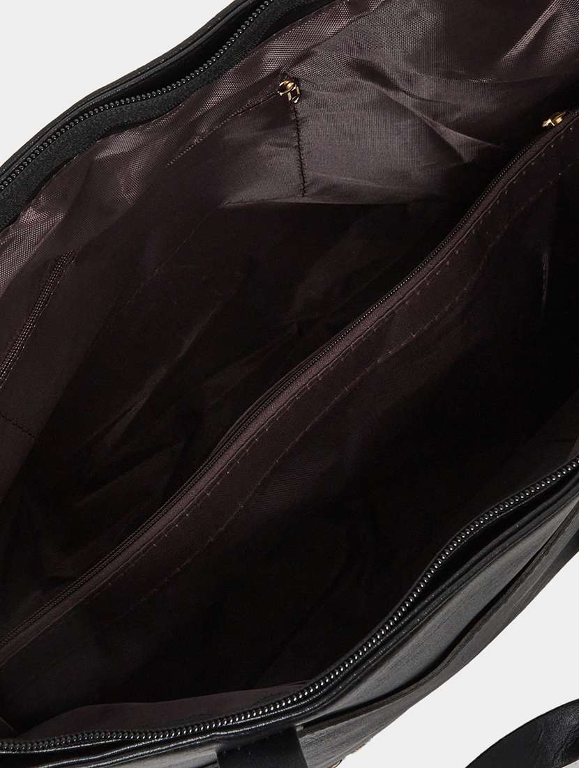 women black textured tote bag with tassels - 21971452 -  Standard Image - 4