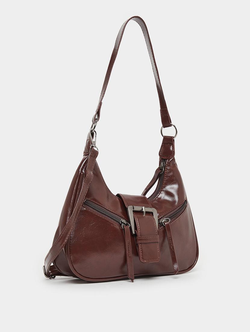 women brown pu textured handbag - 21971454 - Standard Image - 1