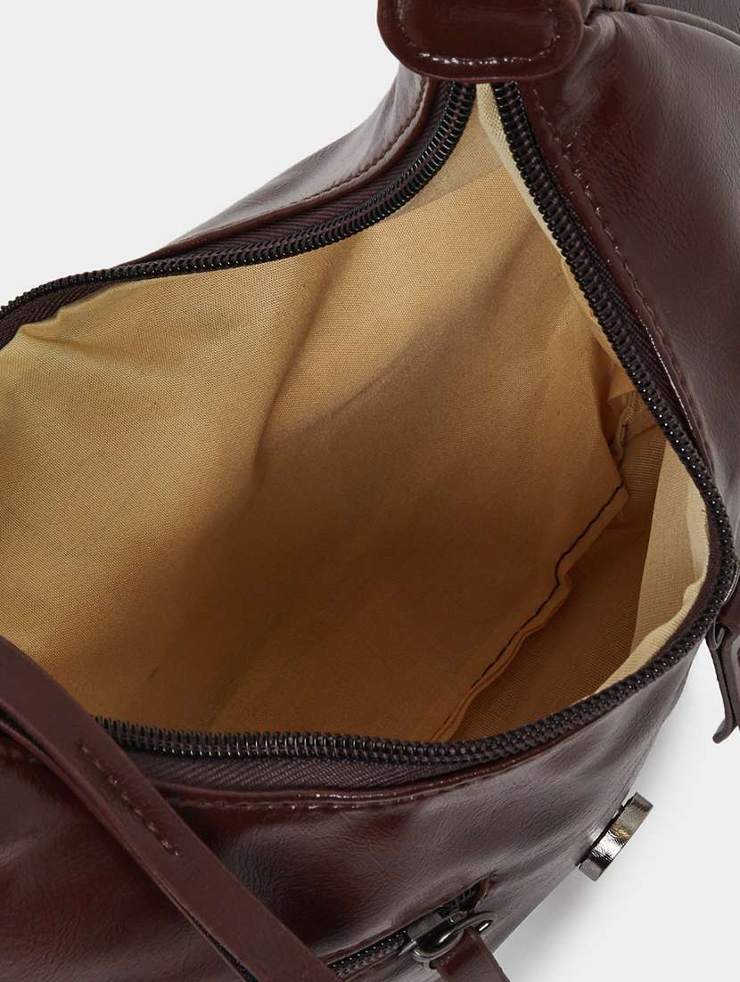 Women Brown Pu Textured Handbag