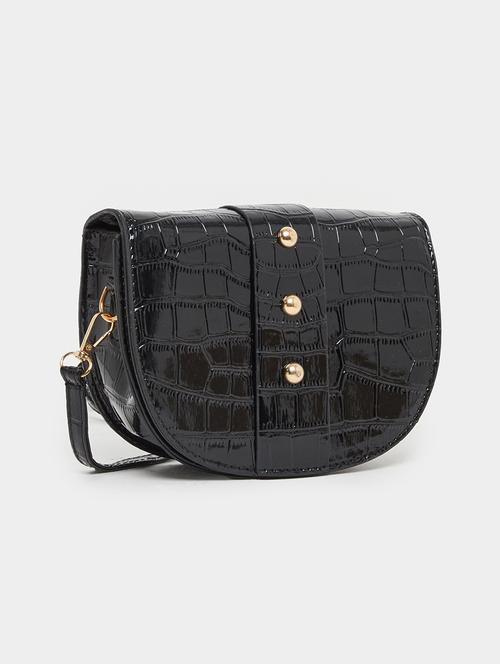 black crocodile textured sling bag - 21971455 -  Standard Image - 0