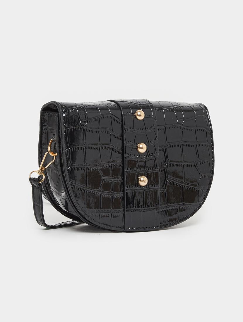 black crocodile textured sling bag - 21971455 -  Zoom Image - 0