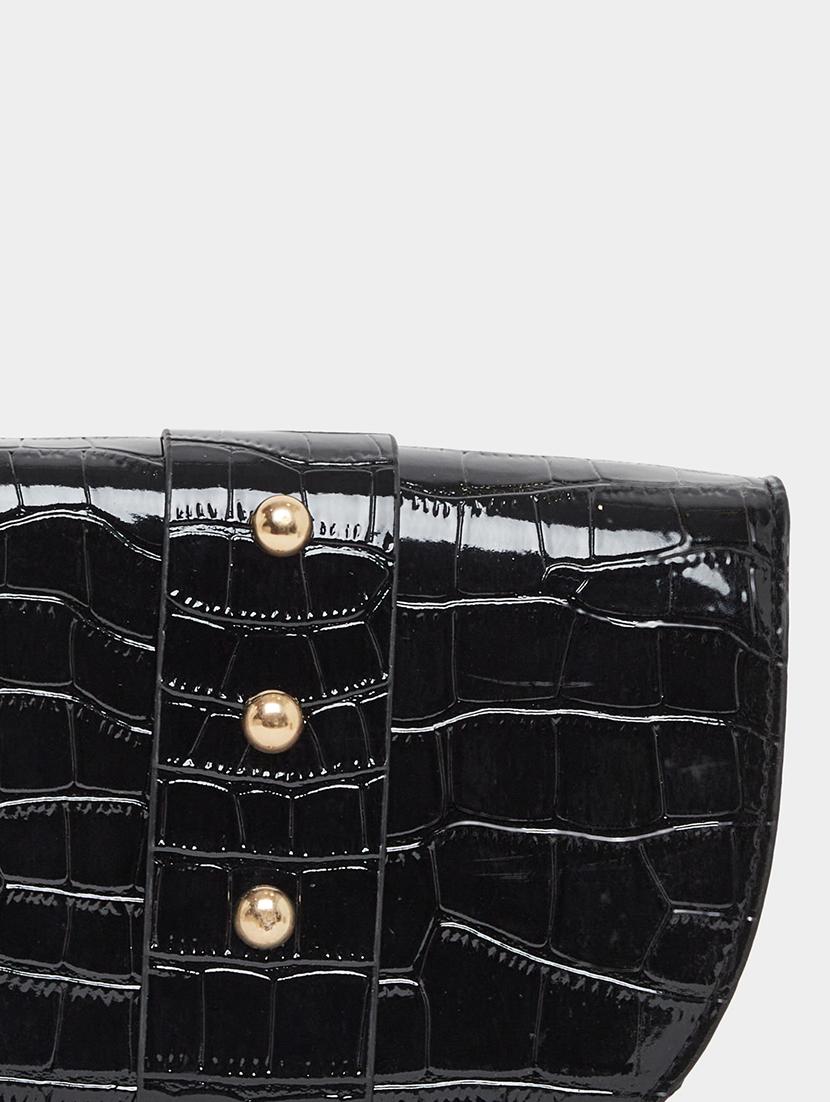 black crocodile textured sling bag - 21971455 - Standard Image - 4