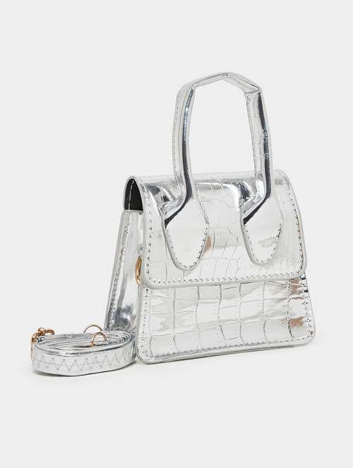silver miniature textured party handbag - 21971462 - Standard Image - 0