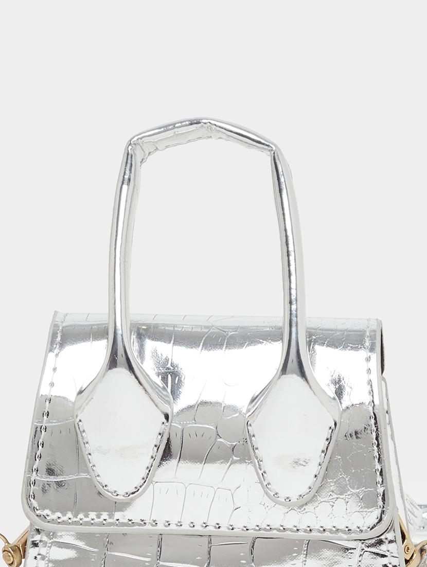 silver miniature textured party handbag - 21971462 -  Standard Image - 1
