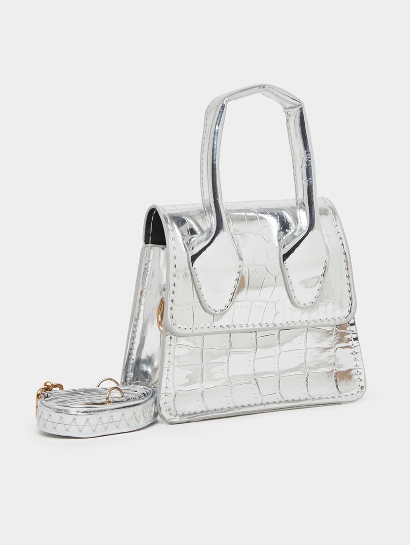 silver miniature textured party handbag - 21971462 - Standard Image - 6