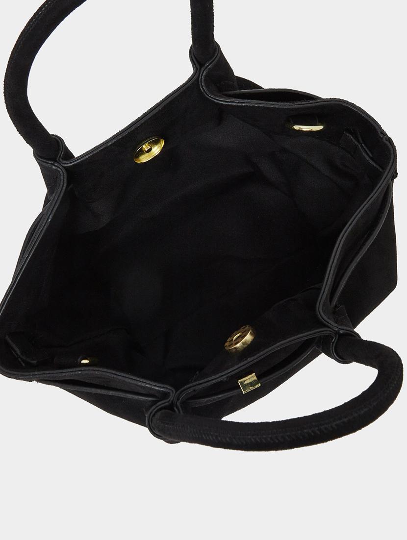 black solid handbag with detachable strap - 21971463 - Standard Image - 4