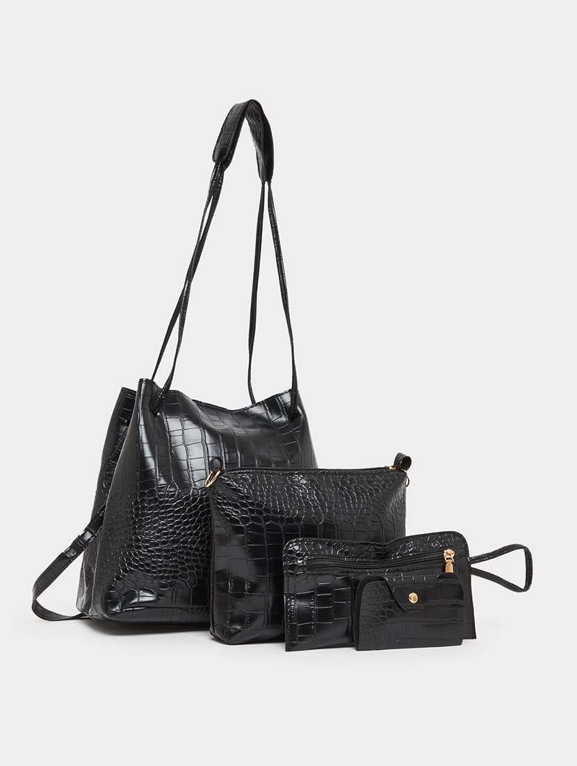 women textured shoulder bag handbag set - 21971466 -  Standard Image - 1