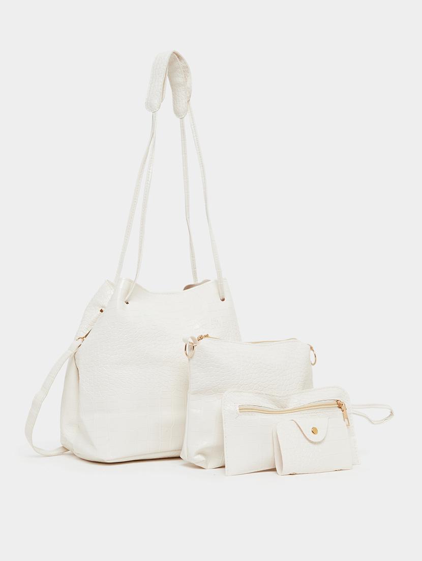 white textured handbag set of four - 21971467 -  Standard Image - 1