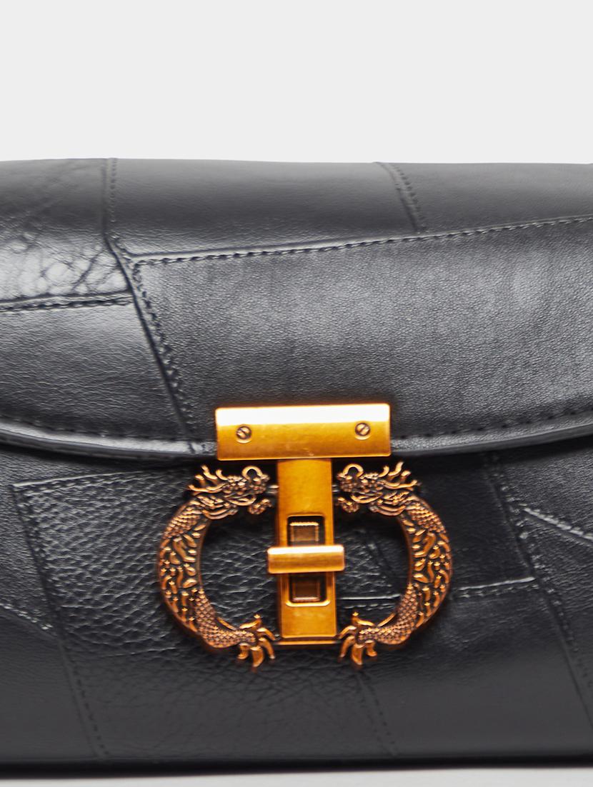 women black pu textured sling bag - 21971468 - Standard Image - 6