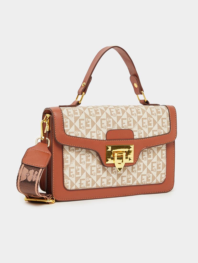 women printed pu leather handbag with sling strap - 21971472 - Standard Image - 1