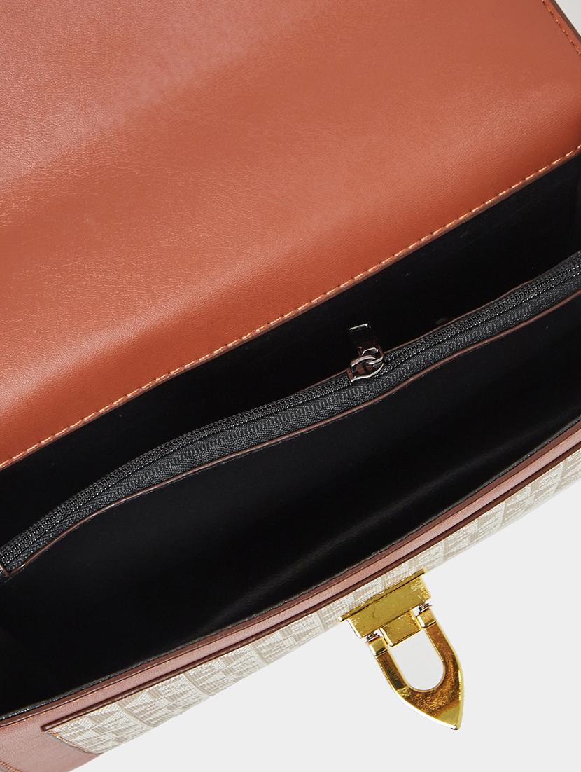 women printed pu leather handbag with sling strap - 21971472 - Standard Image - 4