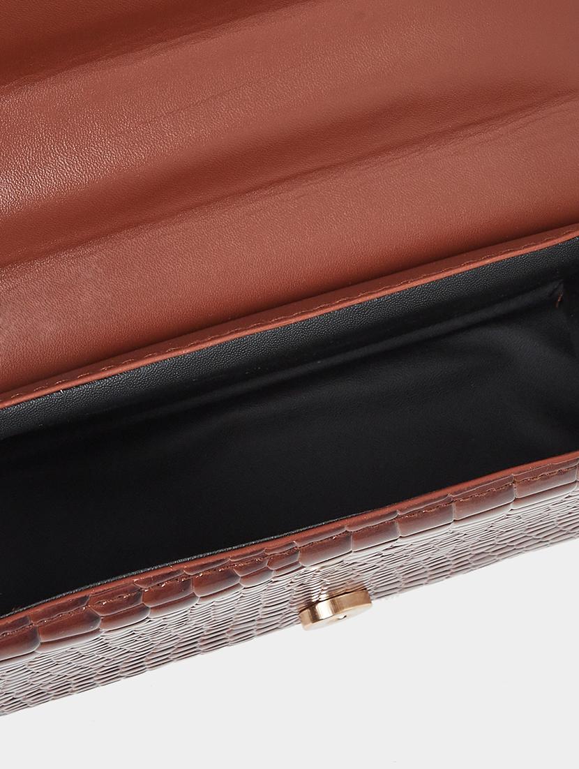 women textured brown pu structured handbag - 21971473 - Standard Image - 6