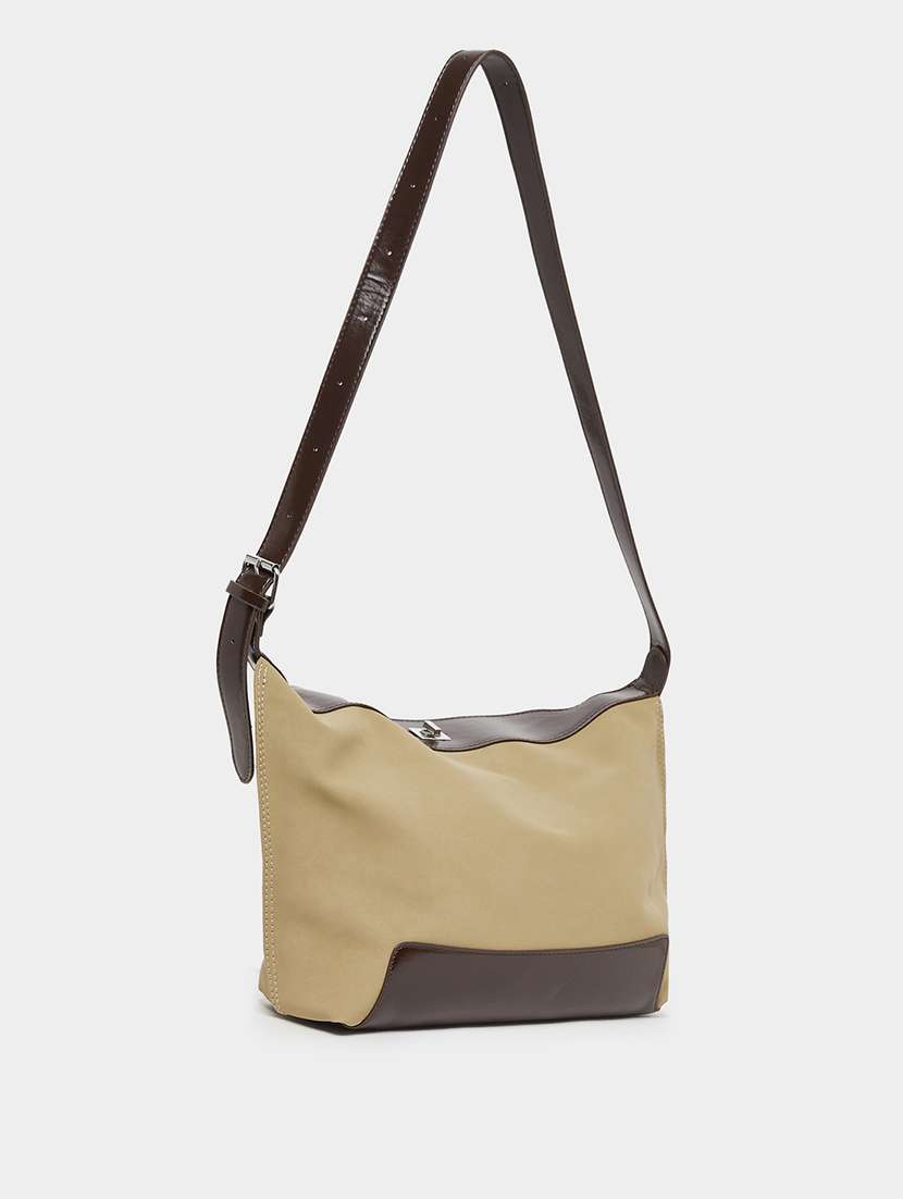 women beige color block hobo bag - 21971474 - Standard Image - 1