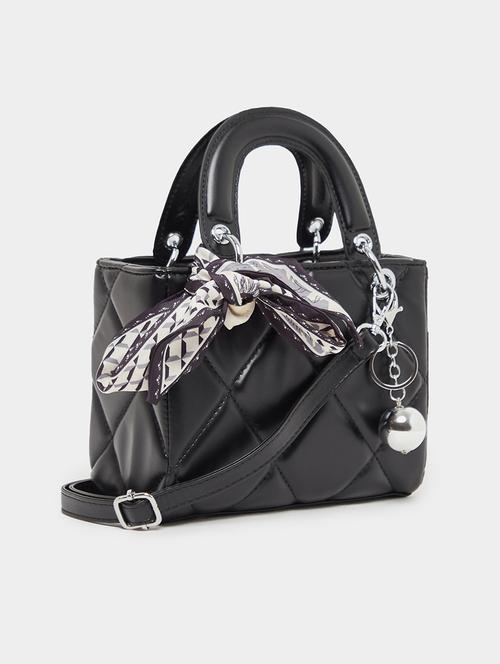 black quilted textured party handbag - 21971475 - Standard Image - 0