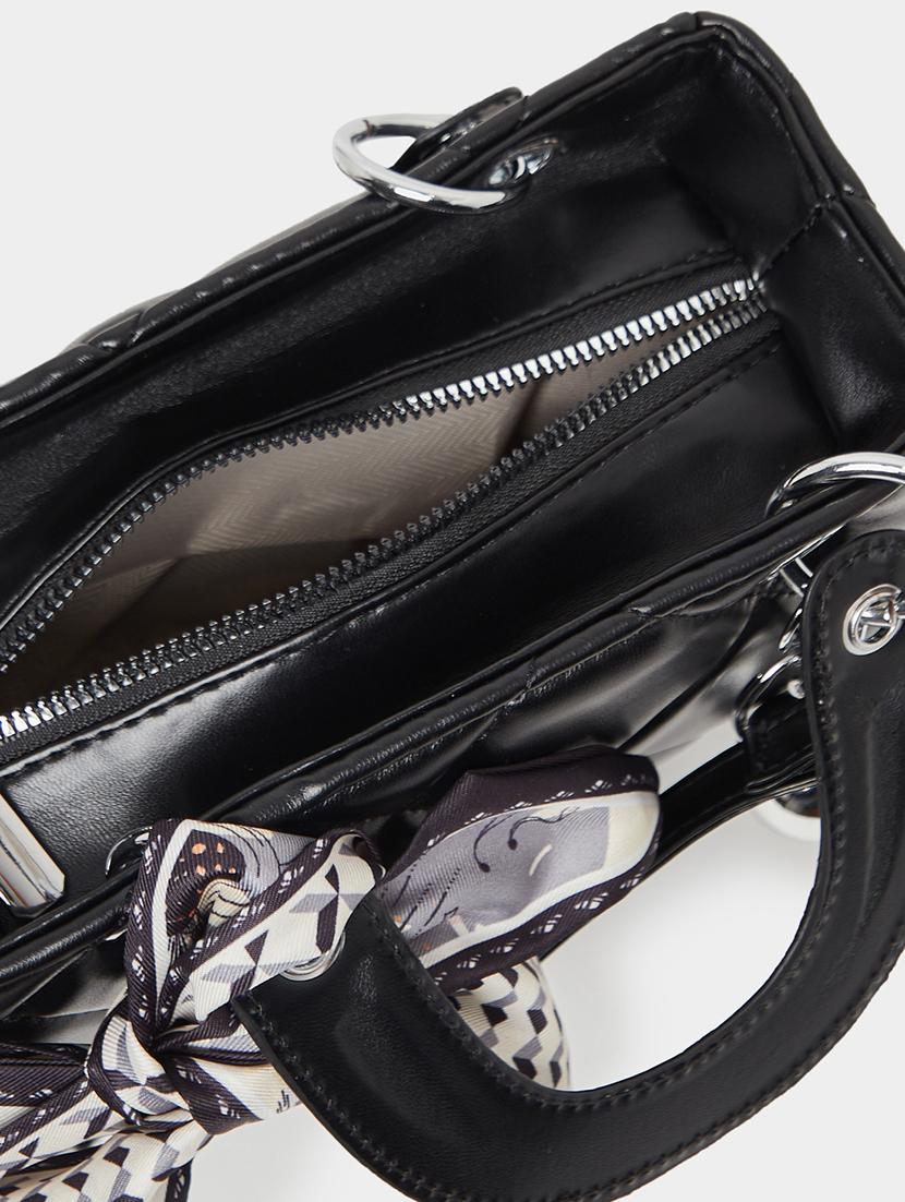 black quilted textured party handbag - 21971475 - Standard Image - 4