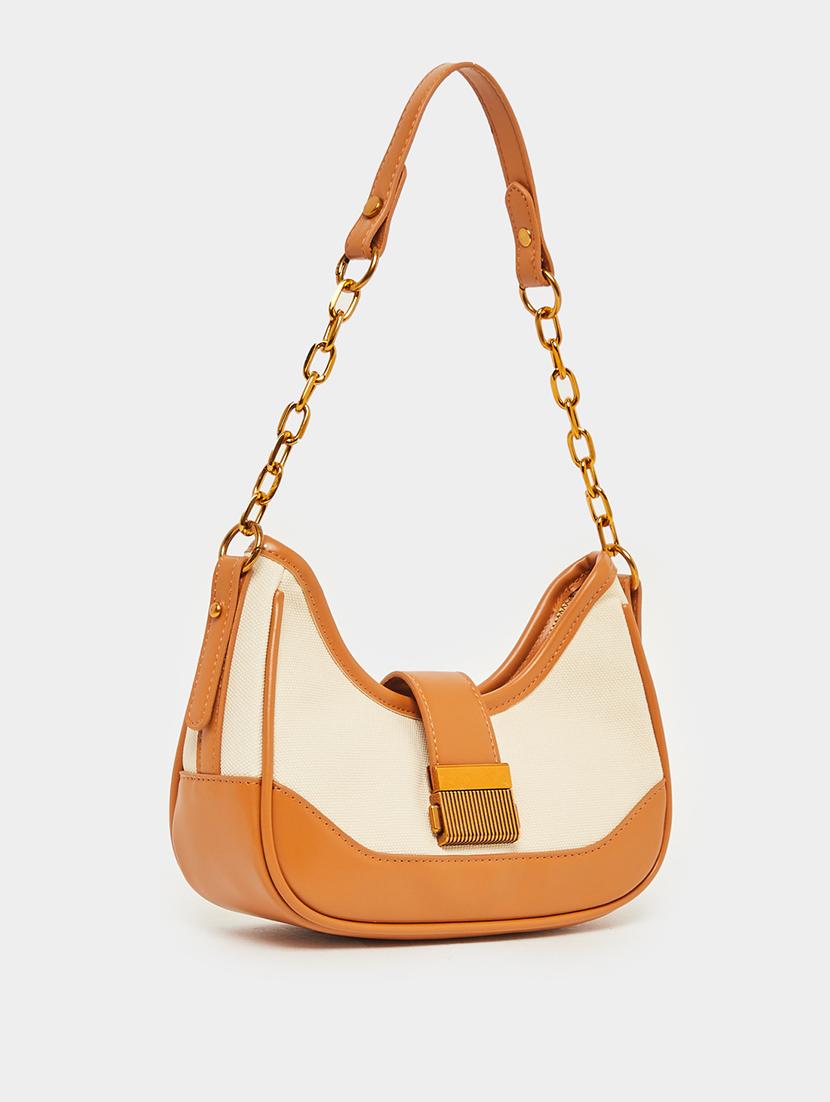 colorblocked pu hnadbag bag with chain - 21971476 - Standard Image - 4