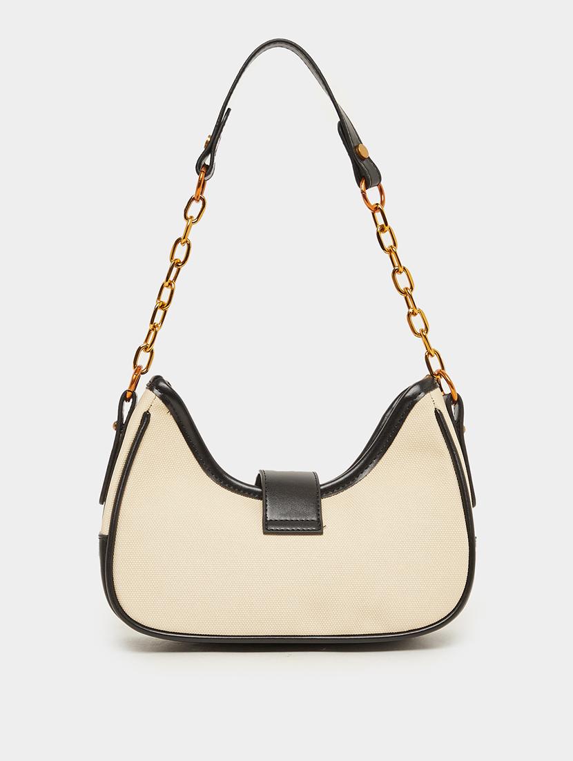 colorblocked pu handbag with chain detail - 21971477 - Standard Image - 4