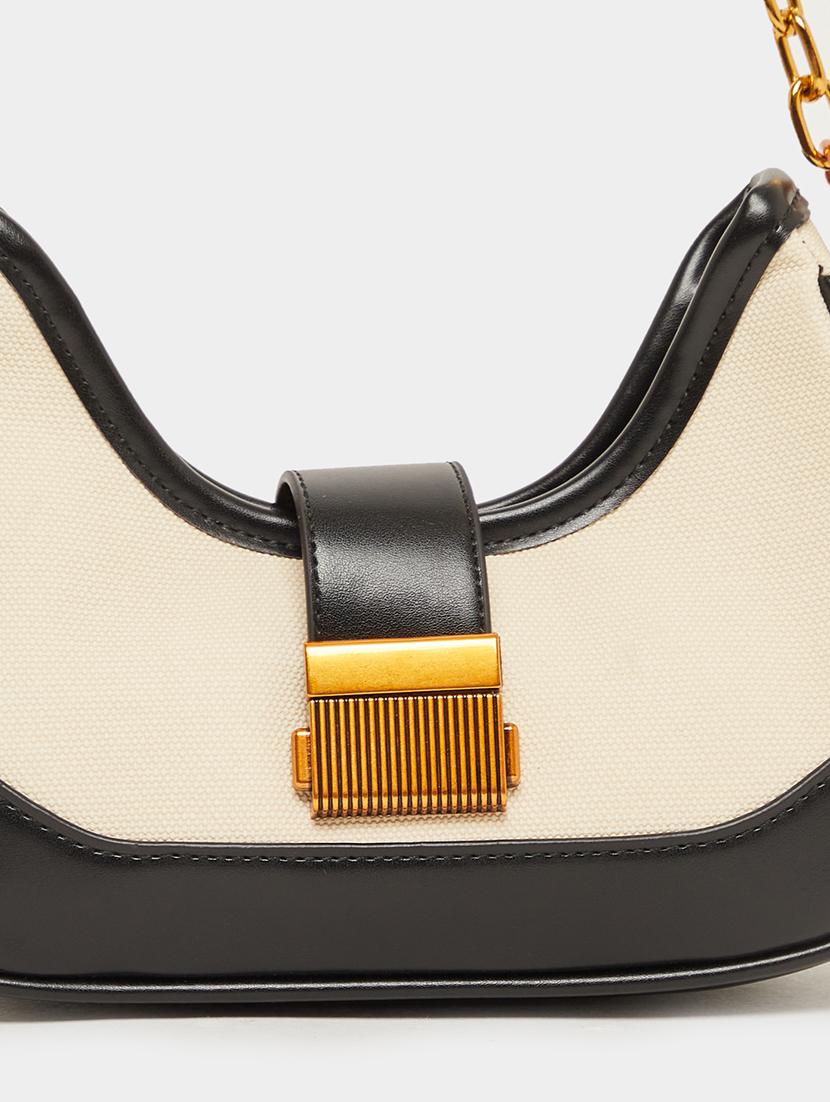colorblocked pu handbag with chain detail - 21971477 - Standard Image - 6