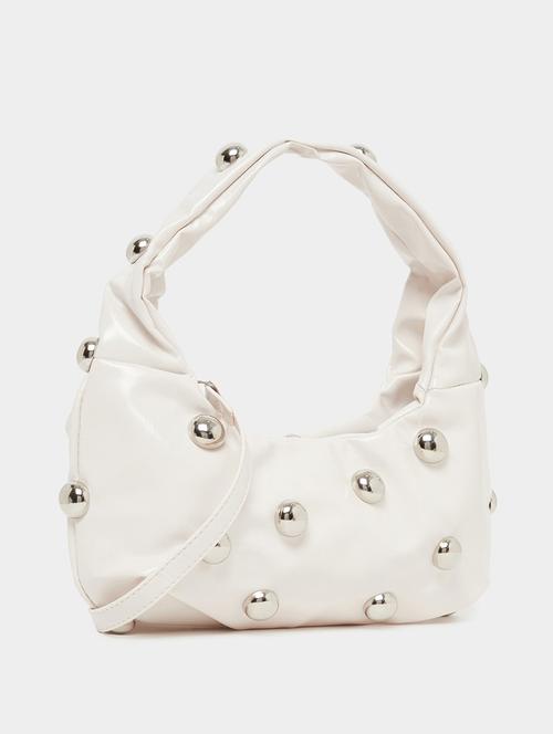 white pu handbag with embellishments - 21971489 -  Standard Image - 0