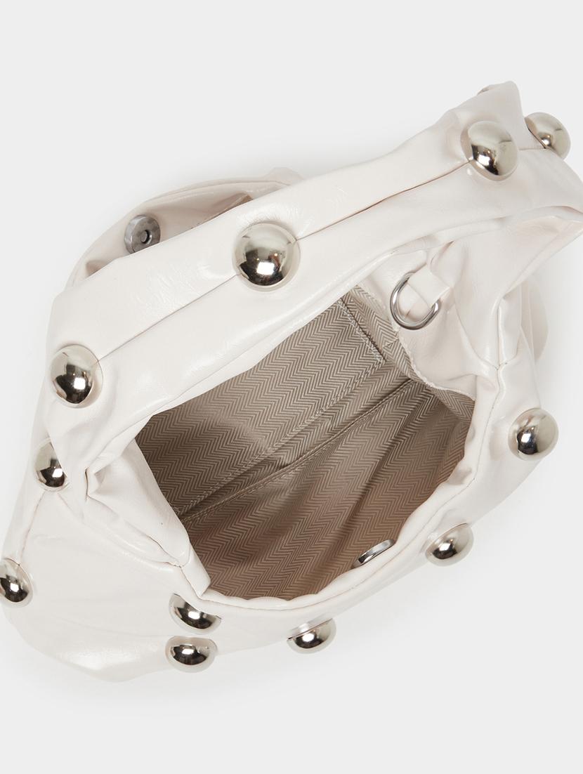 white pu handbag with embellishments - 21971489 - Standard Image - 6