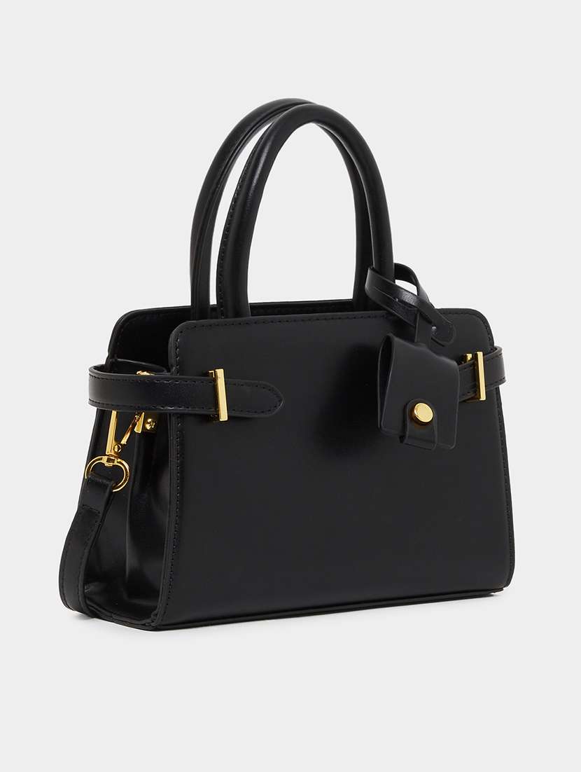 black pu leather belt detail handbag - 21971491 - Zoom Image - 0