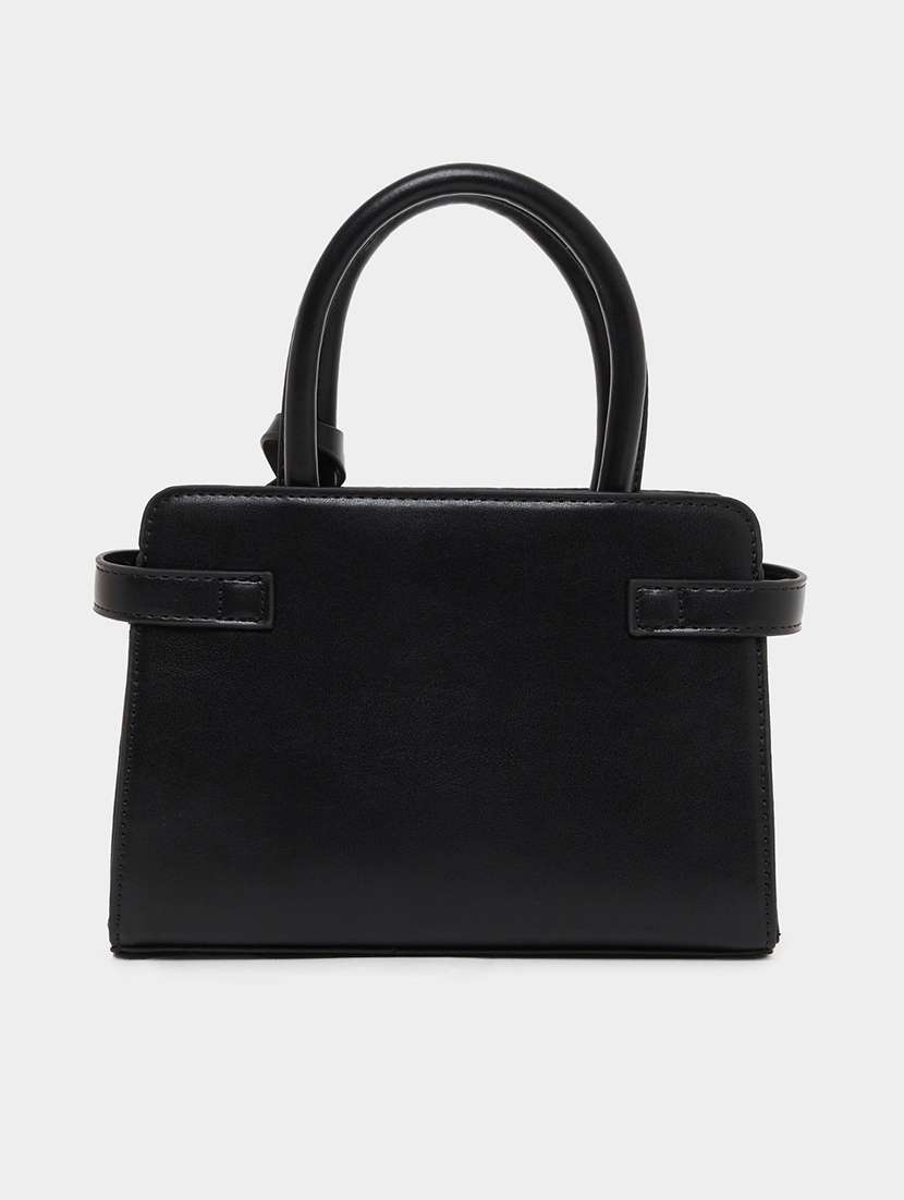 black pu leather belt detail handbag - 21971491 - Standard Image - 4