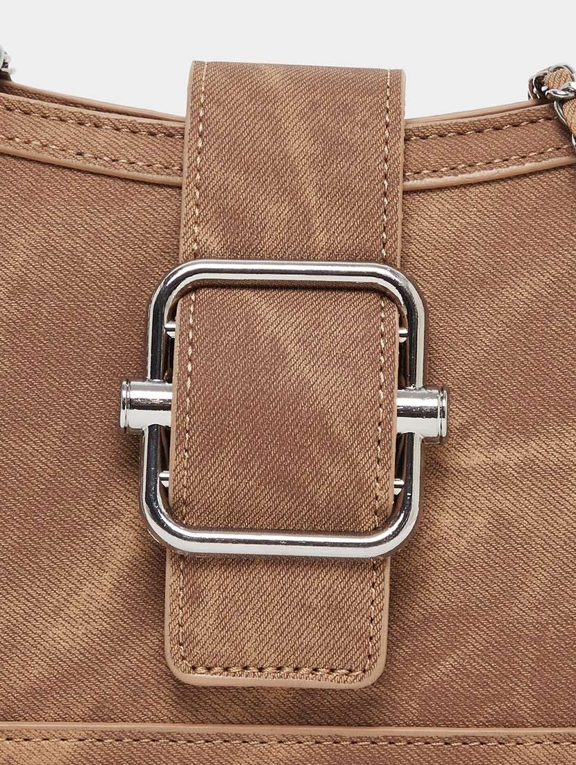 brown solid buckle flap hnadbag - 21971492 - Standard Image - 4